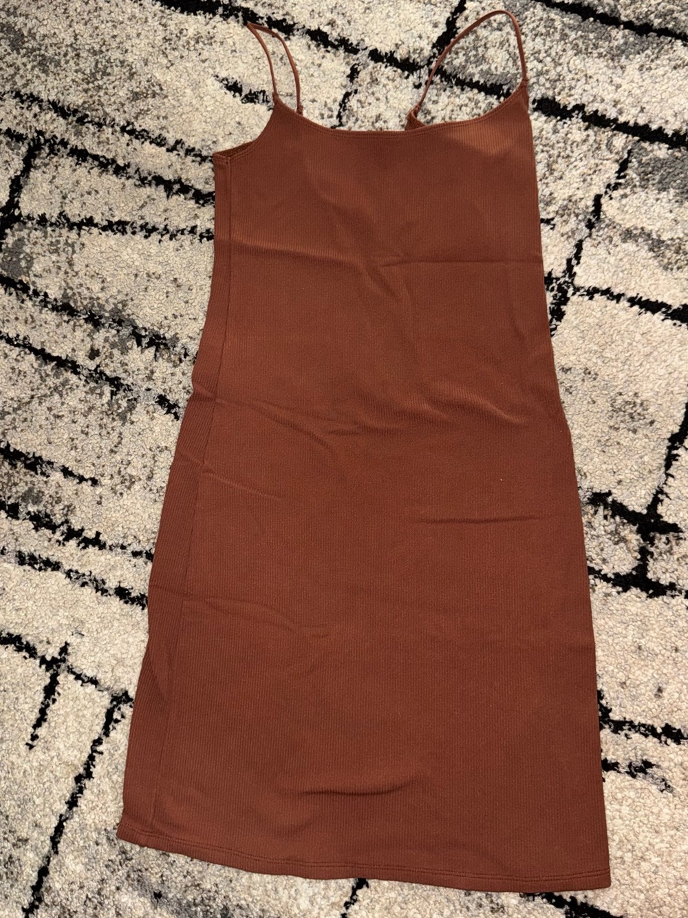 Abercrombie & Fitch Rust Brown Ribbed Midi Slip Dress